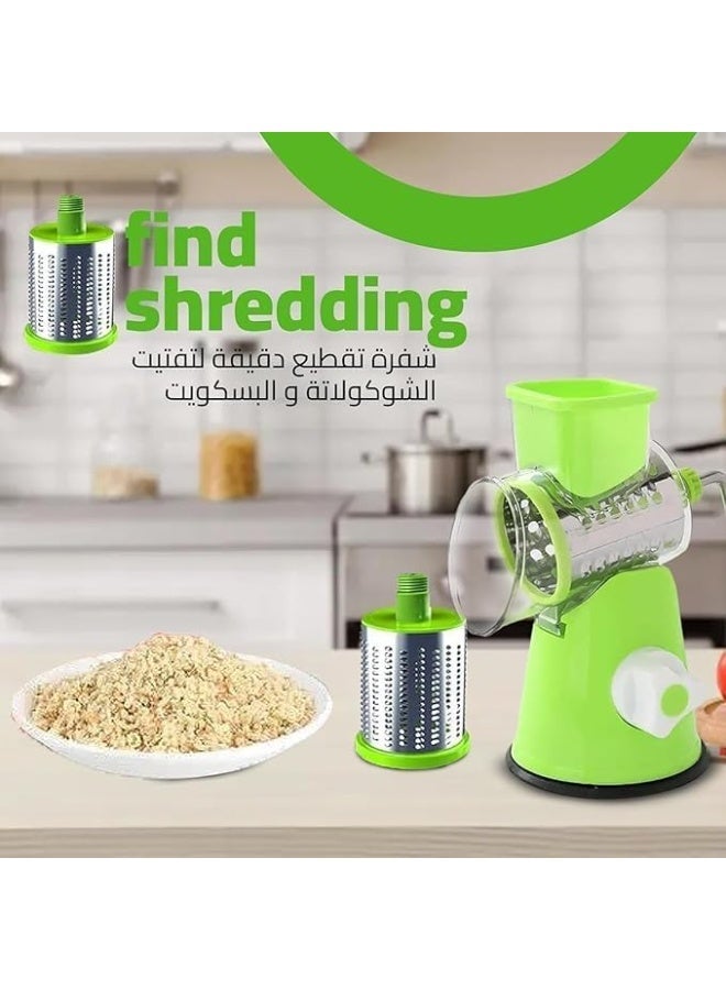 Vegetable Slicer, Manual Mandoline Drum Grater with Interchangeable Blades, Hand Crank Chopper for Salad Cheese Carrot and Cucumber, Non Slip Suction Base Easy Clean - Image 4